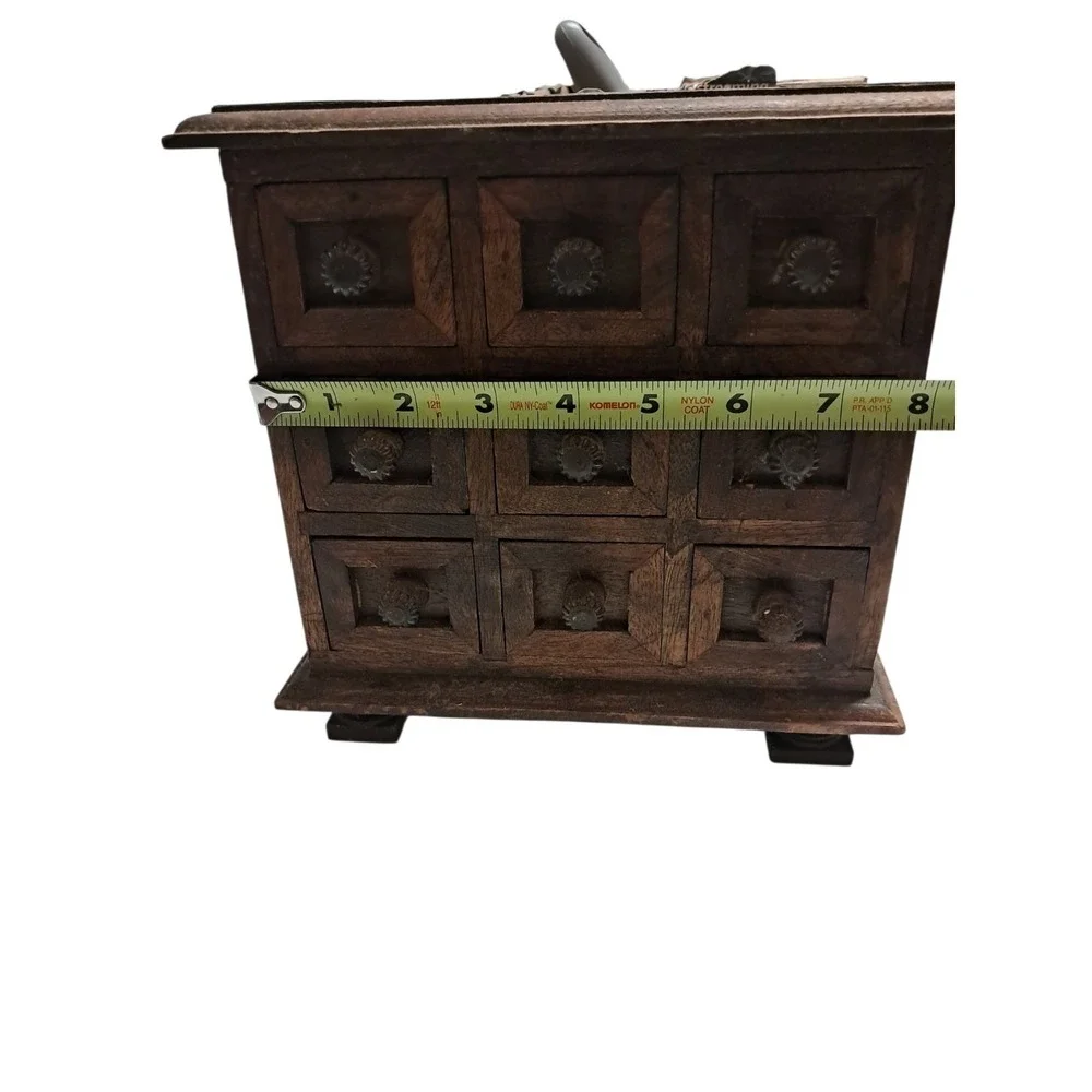 Antique‎ Vintage Heavy Wooden 9 Drawer Spice Cabinet Apothecary Chest